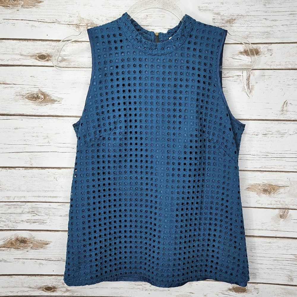 J Crew Sleeveless Eyelet Top  Zipper Size 2